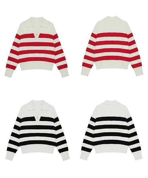 Fano Studios(ファノ ストゥディオズ)の「【Fano Studios】Pile french border skipper tops FC22S174(ニット/セーター・レディース・レッド/ブラック・S/M/L)」の17枚目の写真