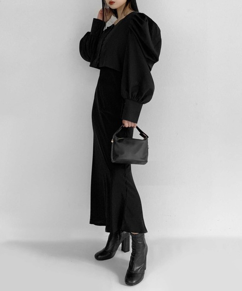 LVEU.（ラブユ.）の「Satin camisole one-piece / サテンキャミソールワンピース（ワンピース・レディース・ブラック・FREE）」の8枚目の写真