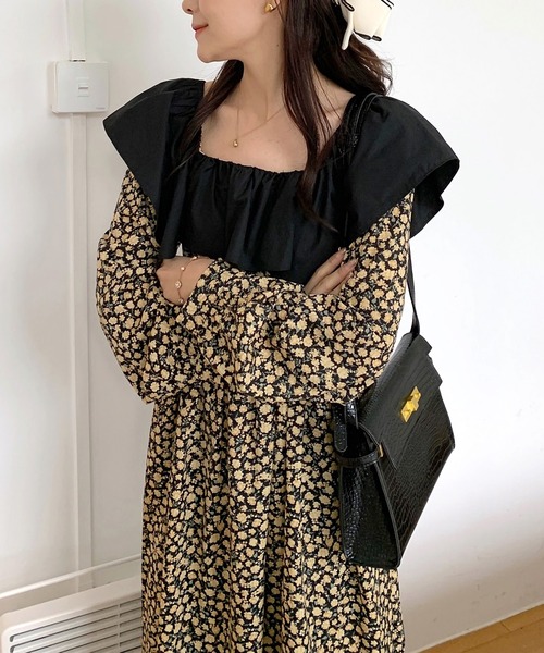 Dita Muaj.（ディータムアージュ）の「2wayレトロ小花柄ワンピース(オフショルダー)（ワンピース・レディース・ブラック/グリーン・FREE）」の22枚目の写真