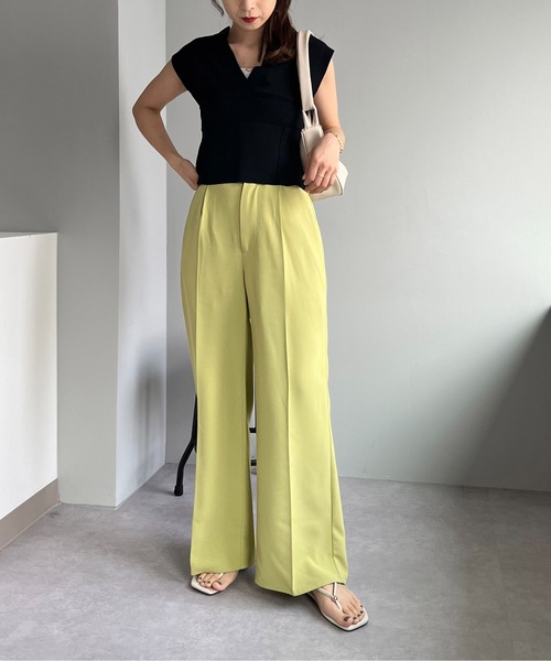 CAPRICIEUX LE'MAGE（カプリシューレマージュ）の「ブロッキング深Vプルオーバー（ニット/セーター・レディース・ブラック/ベージュ・FREE）」の21枚目の写真