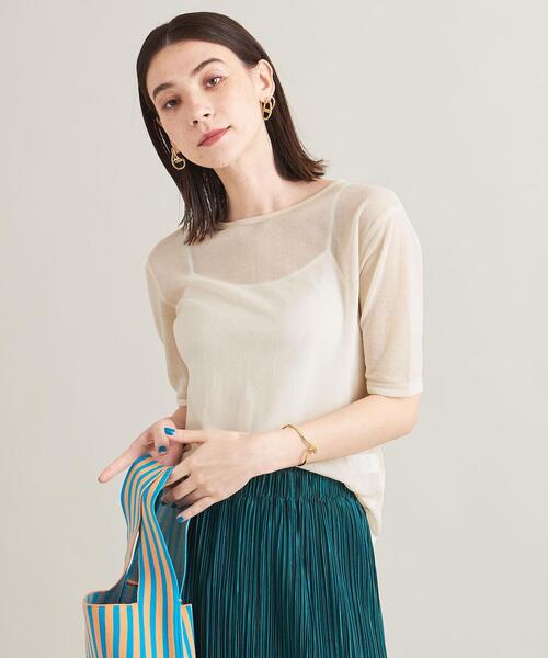 新品　BEAUTY&YOUTH シアークルーネック BEAUTY&YOUTH UNITED ARROWS｜コットンナイロン天竺 シアー