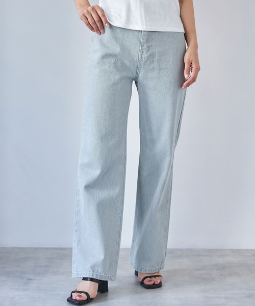 each（イーチ）の「カラーデニム【ボーイフレンド】（デニムパンツ・レディース・ライトグレー/サックスブルー・SMALL/MEDIUM）」の2枚目の写真