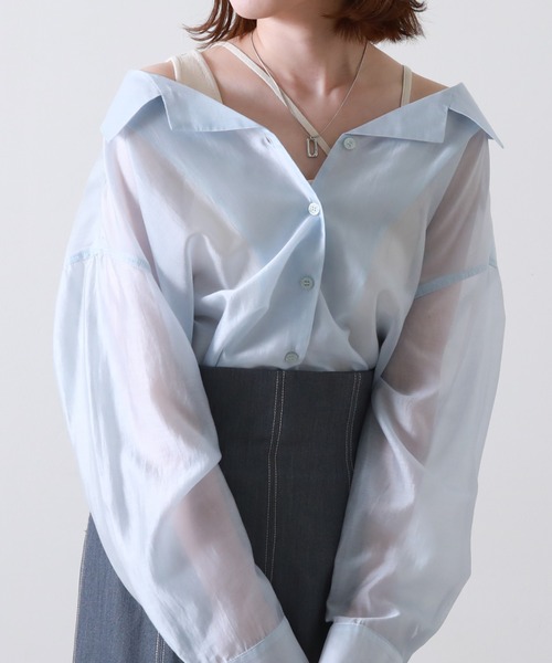 Cheek(チーク)の「テンセルライクシャツ(シャツ/ブラウス・レディース・ピンクベージュ/サックスブルー/イエロー・MEDIUM)」の2枚目の写真