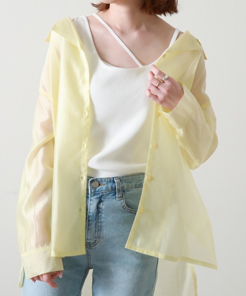 Cheek(チーク)の「テンセルライクシャツ(シャツ/ブラウス・レディース・ピンクベージュ/サックスブルー/イエロー・MEDIUM)」の1枚目の写真