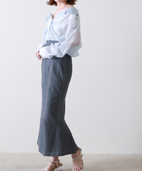 Cheek(チーク)の「テンセルライクシャツ(シャツ/ブラウス・レディース・ピンクベージュ/サックスブルー/イエロー・MEDIUM)」の6枚目の写真
