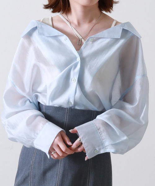 Cheek(チーク)の「テンセルライクシャツ(シャツ/ブラウス・レディース・ピンクベージュ/サックスブルー/イエロー・MEDIUM)」の11枚目の写真