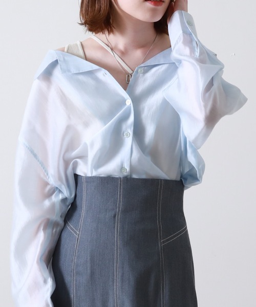 Cheek(チーク)の「テンセルライクシャツ(シャツ/ブラウス・レディース・ピンクベージュ/サックスブルー/イエロー・MEDIUM)」の12枚目の写真