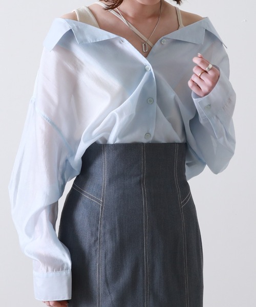 Cheek(チーク)の「テンセルライクシャツ(シャツ/ブラウス・レディース・ピンクベージュ/サックスブルー/イエロー・MEDIUM)」の13枚目の写真