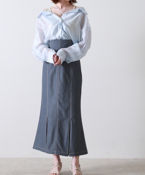 Cheek(チーク)の「テンセルライクシャツ(シャツ/ブラウス・レディース・ピンクベージュ/サックスブルー/イエロー・MEDIUM)」の8枚目の写真