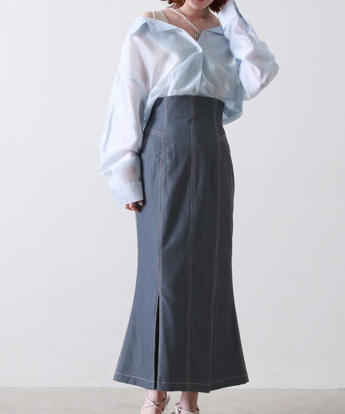 Cheek(チーク)の「テンセルライクシャツ(シャツ/ブラウス・レディース・ピンクベージュ/サックスブルー/イエロー・MEDIUM)」の7枚目の写真