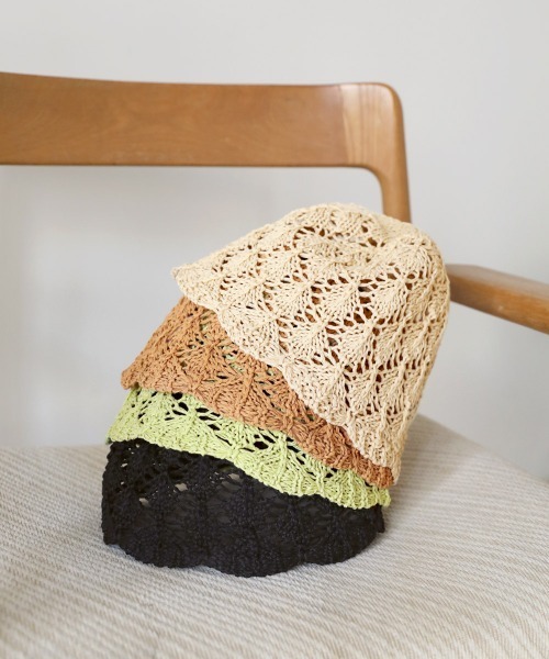 Bab（バブ）の「透かし編みチューリップハット（ハット・レディース・ブラック/ライトグリーン/アイボリー/キャメル・ONESIZE）」の8枚目の写真