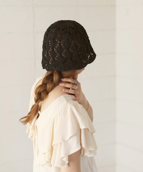 Bab（バブ）の「透かし編みチューリップハット（ハット・レディース・ブラック/ライトグリーン/アイボリー/キャメル・ONESIZE）」の11枚目の写真
