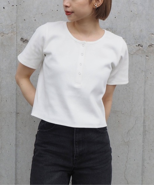 tiptop（ティップトップ）の「【2024SS新色登場】テレコヘンリーネックショートプルオーバー（Tシャツ/カットソー・レディース・ブラック/グレー/オフホワイト/ピンク/ライトグリーン/A/オレンジ/ホワイト系その他・FREE）」の9枚目の写真