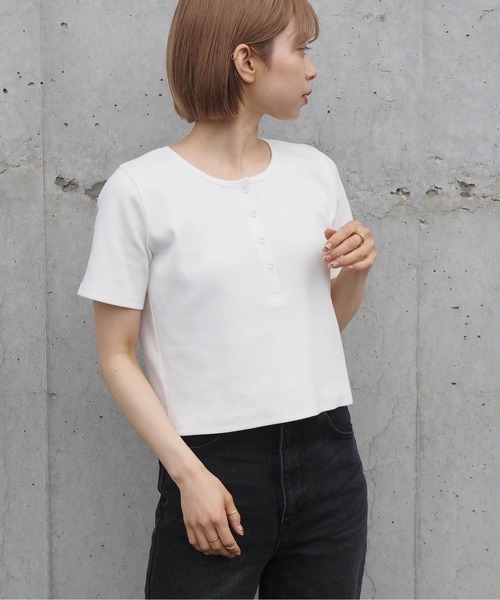 tiptop（ティップトップ）の「【2024SS新色登場】テレコヘンリーネックショートプルオーバー（Tシャツ/カットソー・レディース・ブラック/グレー/オフホワイト/ピンク/ライトグリーン/A/オレンジ/ホワイト系その他・FREE）」の22枚目の写真