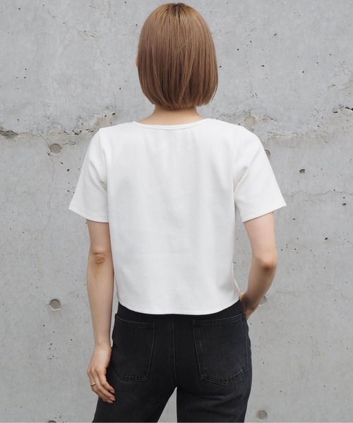 tiptop（ティップトップ）の「【2024SS新色登場】テレコヘンリーネックショートプルオーバー（Tシャツ/カットソー・レディース・ブラック/グレー/オフホワイト/ピンク/ライトグリーン/A/オレンジ/ホワイト系その他・FREE）」の12枚目の写真