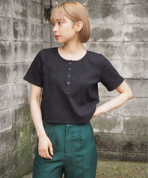 tiptop（ティップトップ）の「【2024SS新色登場】テレコヘンリーネックショートプルオーバー（Tシャツ/カットソー・レディース・ブラック/グレー/オフホワイト/ピンク/ライトグリーン/A/オレンジ/ホワイト系その他・FREE）」の14枚目の写真