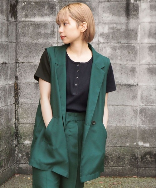 tiptop（ティップトップ）の「【2024SS新色登場】テレコヘンリーネックショートプルオーバー（Tシャツ/カットソー・レディース・ブラック/グレー/オフホワイト/ピンク/ライトグリーン/A/オレンジ/ホワイト系その他・FREE）」の10枚目の写真