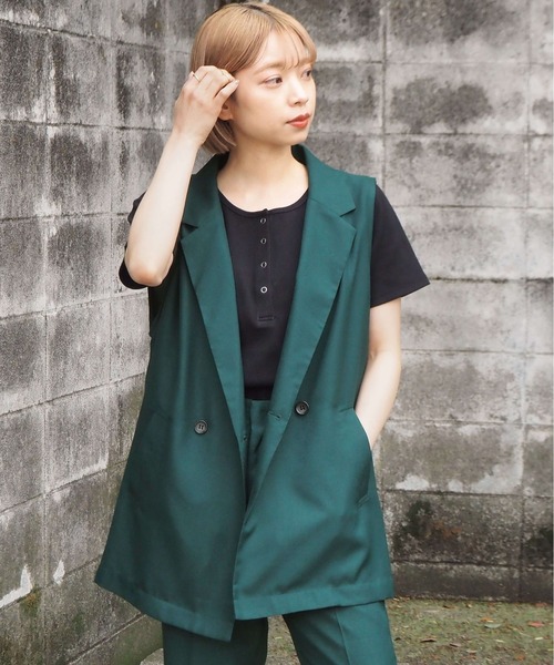 tiptop（ティップトップ）の「【2024SS新色登場】テレコヘンリーネックショートプルオーバー（Tシャツ/カットソー・レディース・ブラック/グレー/オフホワイト/ピンク/ライトグリーン/A/オレンジ/ホワイト系その他・FREE）」の20枚目の写真