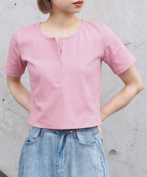 tiptop（ティップトップ）の「【2024SS新色登場】テレコヘンリーネックショートプルオーバー（Tシャツ/カットソー・レディース・ブラック/グレー/オフホワイト/ピンク/ライトグリーン/A/オレンジ/ホワイト系その他・FREE）」の11枚目の写真