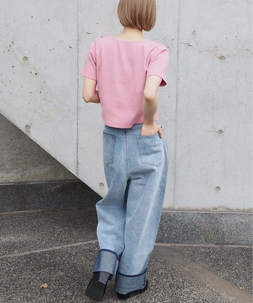 tiptop（ティップトップ）の「【2024SS新色登場】テレコヘンリーネックショートプルオーバー（Tシャツ/カットソー・レディース・ブラック/グレー/オフホワイト/ピンク/ライトグリーン/A/オレンジ/ホワイト系その他・FREE）」の16枚目の写真