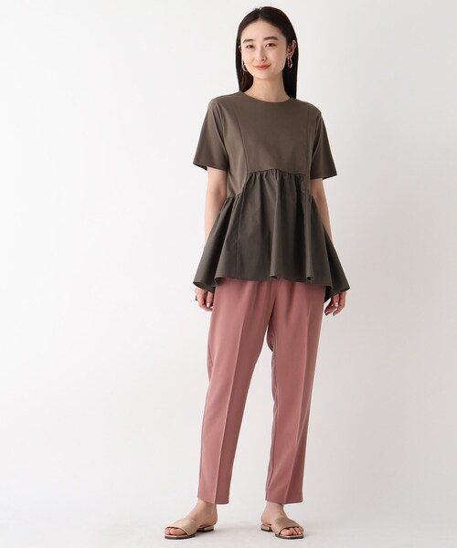 OPAQUE.CLIP（オペークドットクリップ）の「◆シルケットコットン フハクキリカエカットソー【WEB限定サイズ】（Tシャツ/カットソー・レディース・ブラック/ブラウン系その他/ライトグリーン/ホワイト系・38/40/36/42/34）」の18枚目の写真