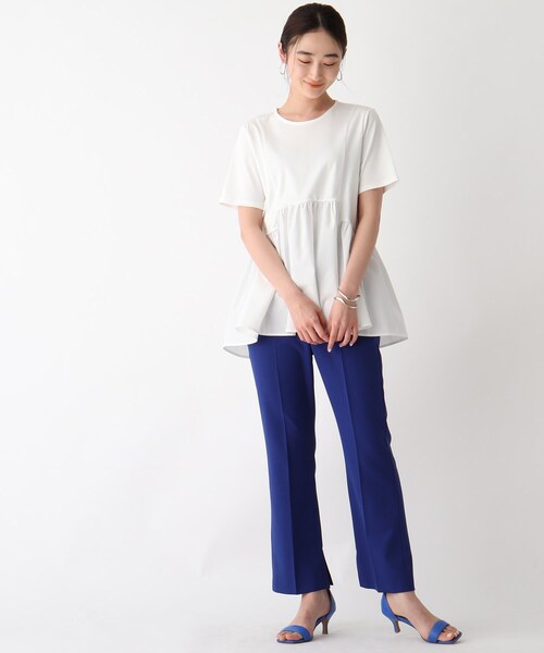 OPAQUE.CLIP（オペークドットクリップ）の「◆シルケットコットン フハクキリカエカットソー【WEB限定サイズ】（Tシャツ/カットソー・レディース・ブラック/ブラウン系その他/ライトグリーン/ホワイト系・38/40/36/42/34）」の20枚目の写真