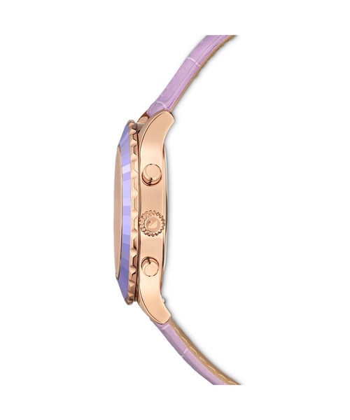 SWAROVSKI（スワロフスキー）の「【公式】【スワロフスキー】Octea lux chrono ウォッチ, スイス製, レザーストラップ, パープル, ローズゴールドトーン仕上げ（アナログ腕時計・レディース・パープル・ONE SIZE）」の4枚目の写真