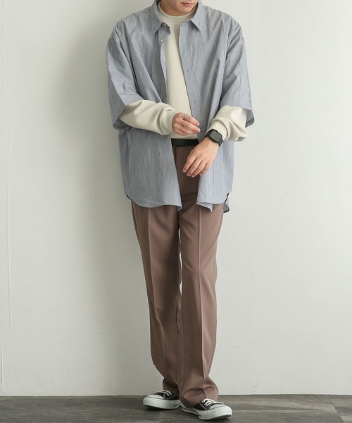 SENSE OF PLACE by URBAN RESEARCH(センスオブプレイスバイアーバンリサーチ)の「ストライプエクストラルーズシャツ(5分袖)(シャツ/ブラウス・メンズ・ホワイト/ネイビー/ライトベージュ・MEDIUM/LARGE)」の20枚目の写真