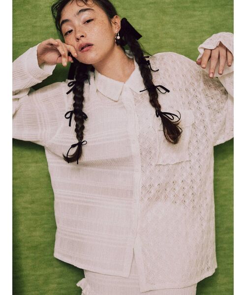 merry jenny（メリージェニー）の「remakeキリカエシャツ（シャツ/ブラウス・レディース・オフホワイト/ブラック・FREE）」の2枚目の写真