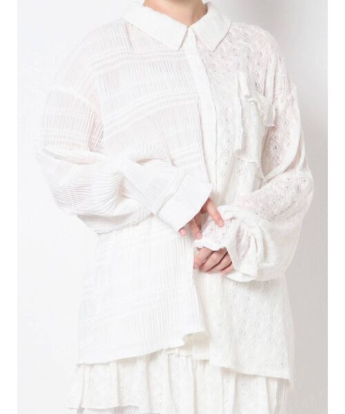 merry jenny（メリージェニー）の「remakeキリカエシャツ（シャツ/ブラウス・レディース・オフホワイト/ブラック・FREE）」の3枚目の写真