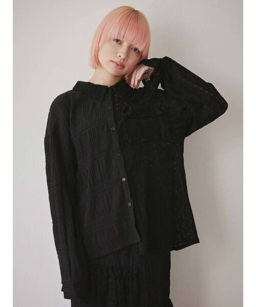 merry jenny（メリージェニー）の「remakeキリカエシャツ（シャツ/ブラウス・レディース・オフホワイト/ブラック・FREE）」の4枚目の写真