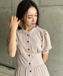 deux amour | 平織り開襟プリーツワンピース(シャツワンピース)
