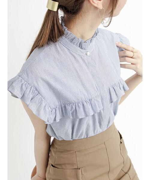 Te chichi（テチチ）の「ローンスタンドフリルブラウス（シャツ/ブラウス・レディース・オフホワイト/ブラウン/ブラック/ブルー・ﾌﾘ-）」の14枚目の写真