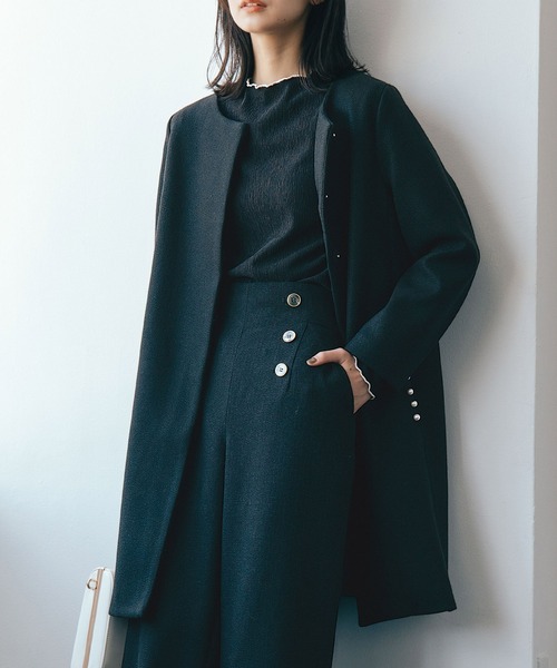 ジャケット アウター Ranan ラナン のノーカラーコート パールビジュー付ノーカラーコート 7108 を購入できます Ranan ノーカラーコート パールビジュー付ノーカラーコート ノーカラーコート Ranan ラナン のファッション