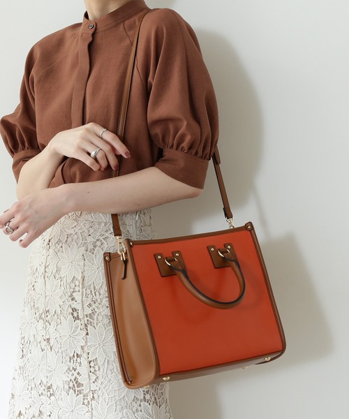 N.（N. Natural Beauty Basic）（エヌエヌナチュラルビューティーベーシック）の「◆スクエアパイピングトートバッグ（トートバッグ・レディース・ベージュ/レオパード/オレンジ・ﾌﾘ-）」の3枚目の写真