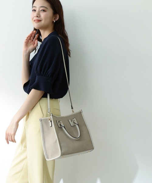 N.（N. Natural Beauty Basic）（エヌエヌナチュラルビューティーベーシック）の「◆スクエアパイピングトートバッグ（トートバッグ・レディース・ベージュ/レオパード/オレンジ・ﾌﾘ-）」の4枚目の写真