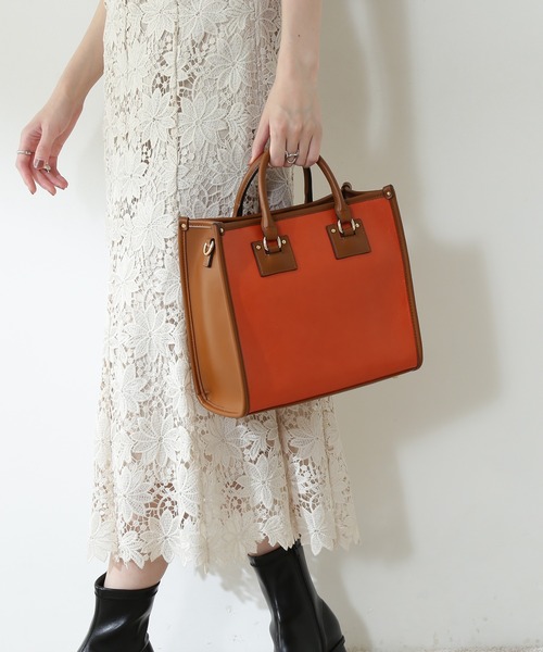 N.（N. Natural Beauty Basic）（エヌエヌナチュラルビューティーベーシック）の「◆スクエアパイピングトートバッグ（トートバッグ・レディース・ベージュ/レオパード/オレンジ・ﾌﾘ-）」の7枚目の写真