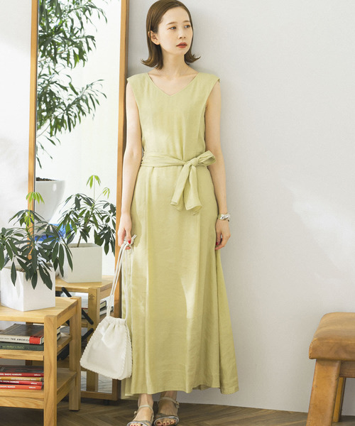 URBAN RESEARCH ROSSO WOMEN（アーバンリサーチ　ロッソ）の「リボンマキシワンピース（ワンピース・レディース・ブラック/ベージュ/グリーン/イエロー系その他・FREE）」の7枚目の写真