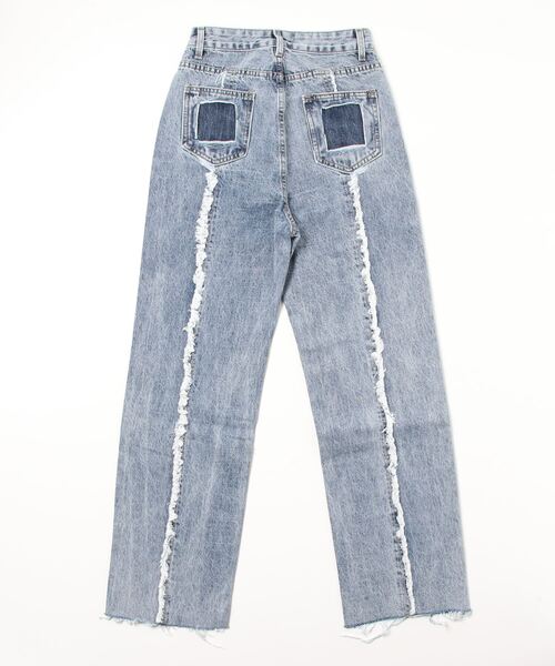 Figments（フィグメンツ）の「フリンジ切替デニムパンツ（デニムパンツ・レディース・ライトインディゴブルー・MEDIUM/LARGE/SMALL）」の15枚目の写真