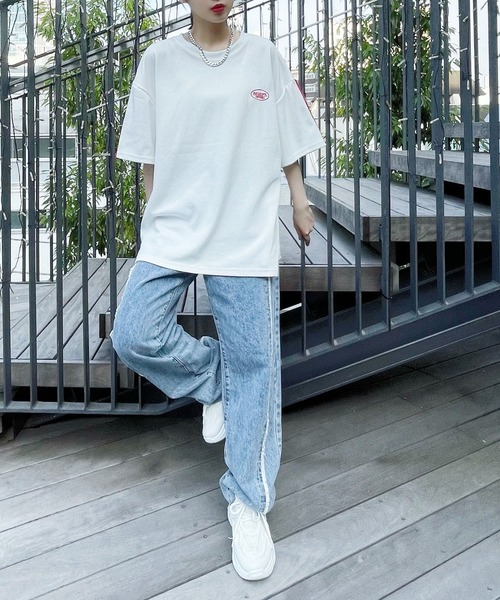 Figments（フィグメンツ）の「フリンジ切替デニムパンツ（デニムパンツ・レディース・ライトインディゴブルー・MEDIUM/LARGE/SMALL）」の6枚目の写真