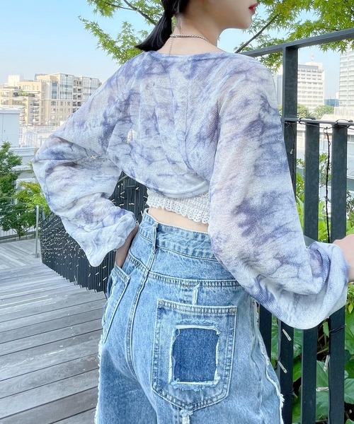 Figments（フィグメンツ）の「フリンジ切替デニムパンツ（デニムパンツ・レディース・ライトインディゴブルー・MEDIUM/LARGE/SMALL）」の8枚目の写真