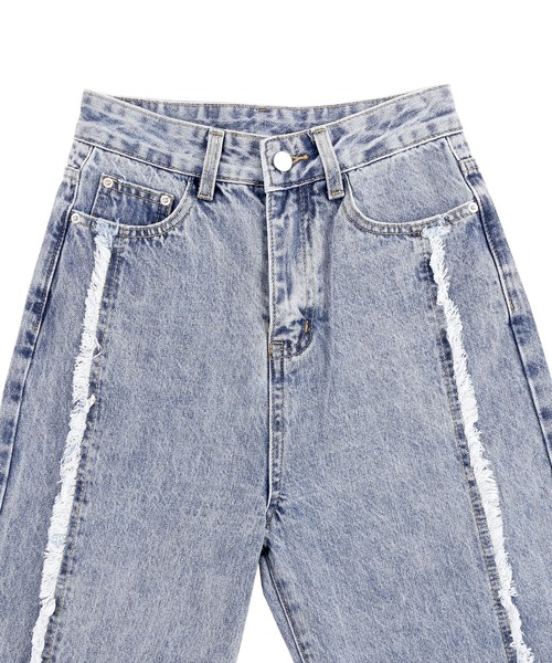 Figments（フィグメンツ）の「フリンジ切替デニムパンツ（デニムパンツ・レディース・ライトインディゴブルー・MEDIUM/LARGE/SMALL）」の14枚目の写真