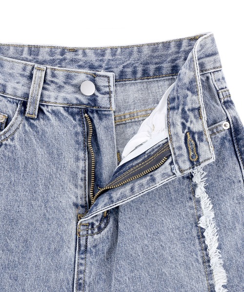 Figments（フィグメンツ）の「フリンジ切替デニムパンツ（デニムパンツ・レディース・ライトインディゴブルー・MEDIUM/LARGE/SMALL）」の12枚目の写真