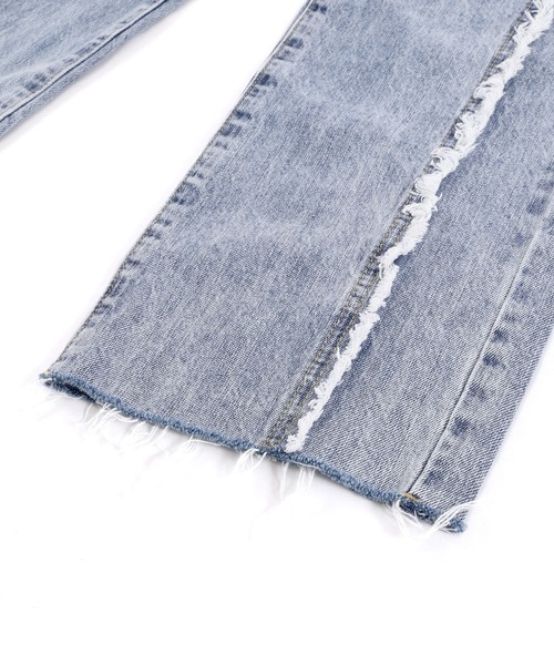 Figments（フィグメンツ）の「フリンジ切替デニムパンツ（デニムパンツ・レディース・ライトインディゴブルー・MEDIUM/LARGE/SMALL）」の10枚目の写真