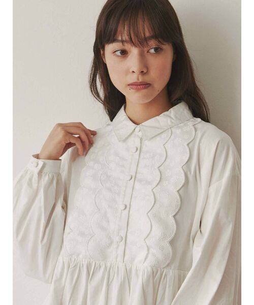 merry jenny(メリージェニー)の「スカラップジャガードミニワンピース(ワンピース・レディース・ブラック/オフホワイト・FREE)」の10枚目の写真