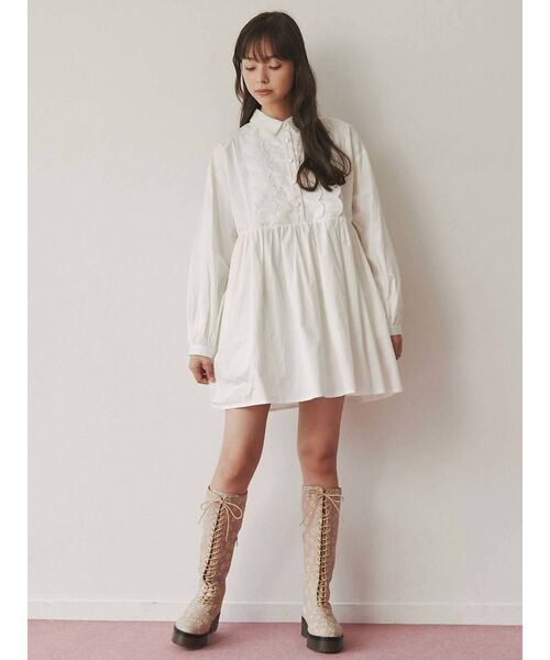 merry jenny(メリージェニー)の「スカラップジャガードミニワンピース(ワンピース・レディース・ブラック/オフホワイト・FREE)」の21枚目の写真