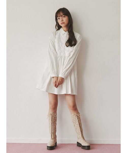 merry jenny(メリージェニー)の「スカラップジャガードミニワンピース(ワンピース・レディース・ブラック/オフホワイト・FREE)」の22枚目の写真