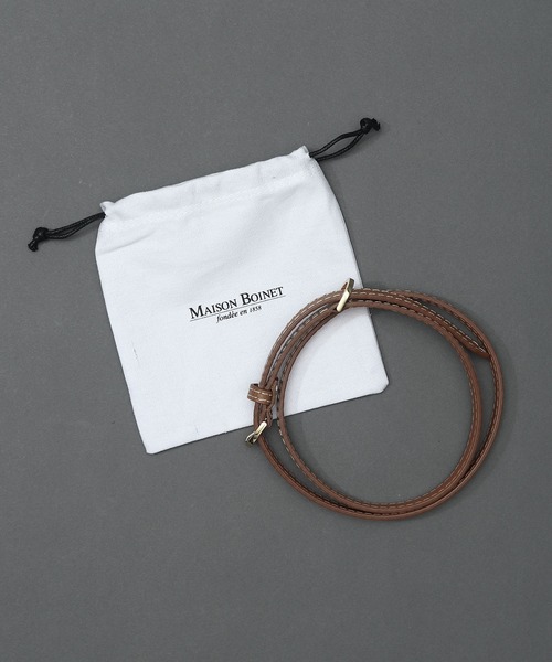 MAISON BOINET（メゾンボワネ）の「【 MAISON BOINET / メゾンボワネ 】 GRAINED CALF LEATHER STITCH BELT / グレインカーフレザーステッチベルト（ベルト・レディース・ブラック/ダークブラウン・75/80）」の9枚目の写真