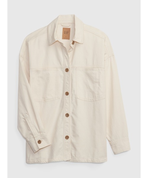 GAP（ギャップ）の「ウォッシュウェル オーバーサイズ カーキシャツジャケット（その他アウター・レディース・ナチュラル・XS/S/M/XXS/L）」の4枚目の写真
