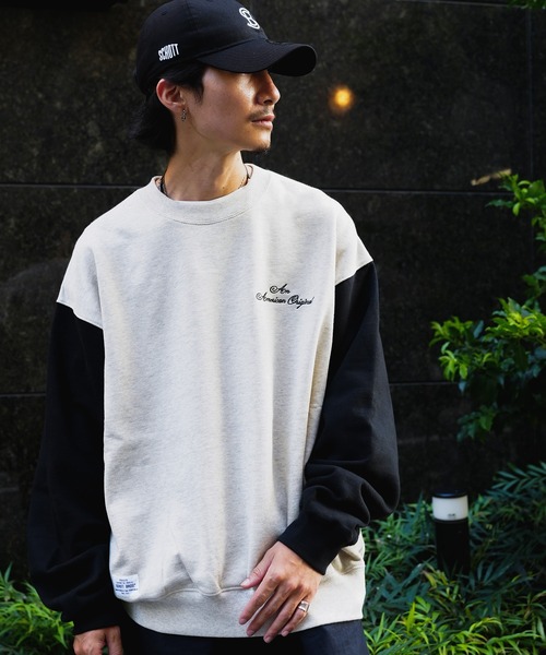 schott（ショット）の「【WEB LIMITED】Schott/ショット/2TONE CREW SWEAT/2トーン クルーネック スウェット（スウェット・メンズ・ブラック/ブルー/ネイビー/オートミール・MEDIUM/LARGE/X-LARGE/XX-LARGE）」の3枚目の写真